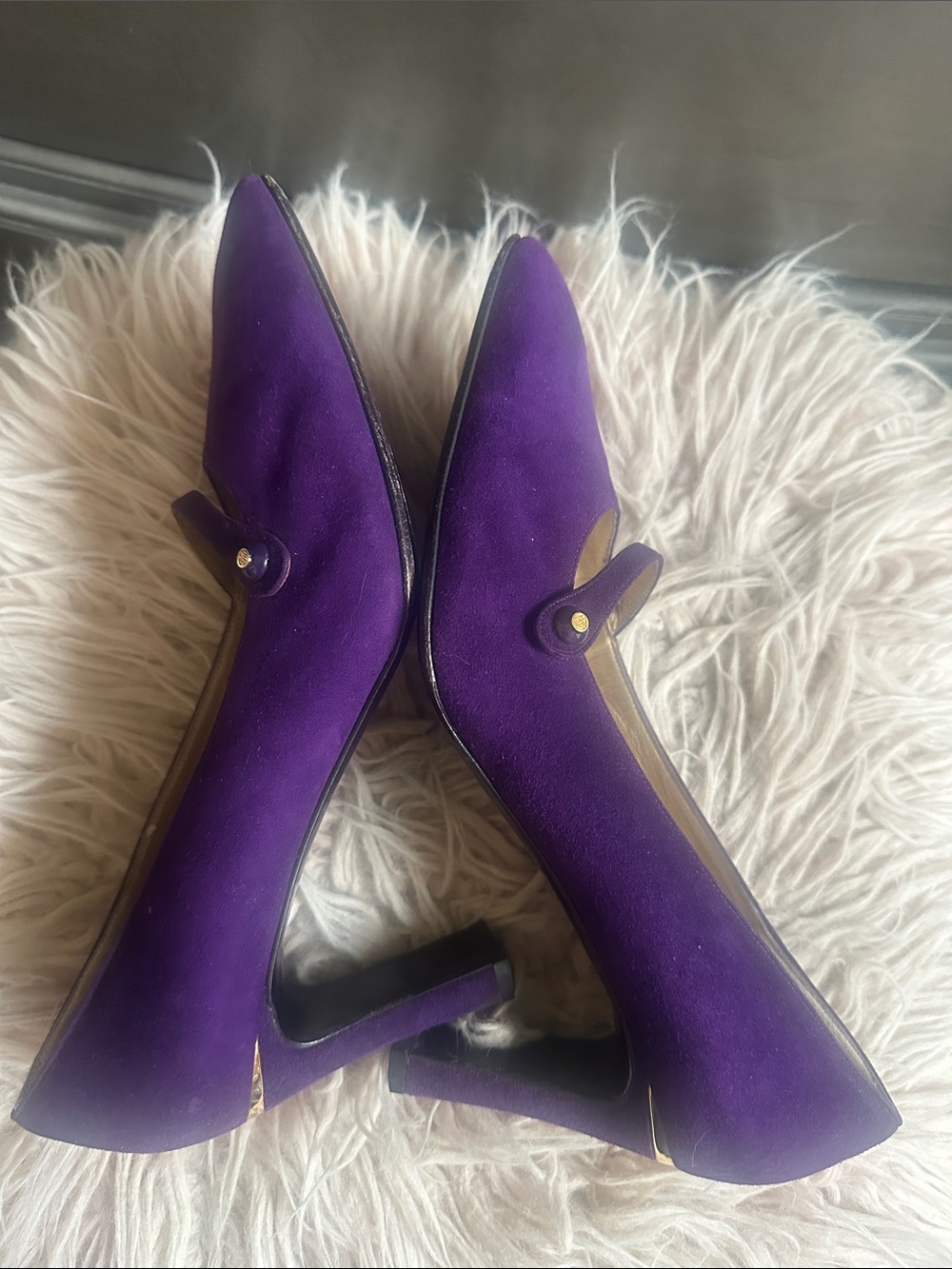 St. John Purple Suede Mary Jane Heels - Picture 3 of 6